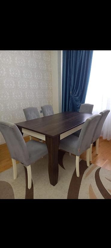 Qonaq otağı üçün, İşlənmiş, Dördbucaq masa, 6 stul lalafo.az -da Qonaq otağı üçün, İşlənmiş, Dördbucaq masa, 6 stul