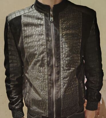 Kişi üçün dəri gödəkçə - Rəng: tünd qara/boz tonlarda - Dizayn: ön lalafo.az -da Kişi üçün dəri gödəkçə - Rəng: tünd qara/boz tonlarda - Dizayn: ön