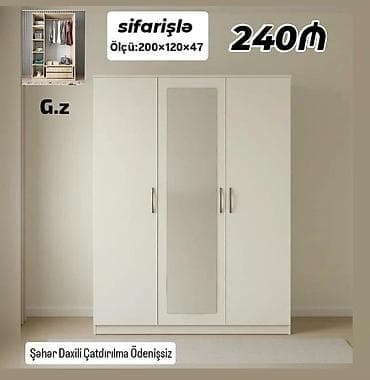 Düz dolab, Yataq otağı üçün, Paltar üçün, Açılan, Korpuslu, 3 qapılı lalafo.az -da Düz dolab, Yataq otağı üçün, Paltar üçün, Açılan, Korpuslu, 3 qapılı