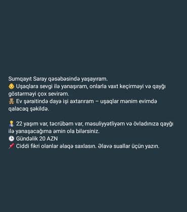 Daye isi axtariram. Ciddi sexsler narahat etsin lalafo.az -da Daye isi axtariram. Ciddi sexsler narahat etsin
