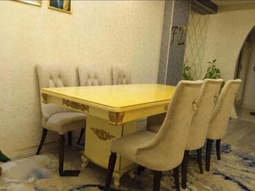 Qonaq otağı üçün, İşlənmiş, Açılmayan, Dördbucaq masa, 6 stul lalafo.az -da Qonaq otağı üçün, İşlənmiş, Açılmayan, Dördbucaq masa, 6 stul