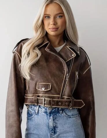 Qısa kəsimli qadın dərili gödəkçə – qəhvəyi - Dizayn: “biker” lalafo.az -da Qısa kəsimli qadın dərili gödəkçə – qəhvəyi - Dizayn: “biker”