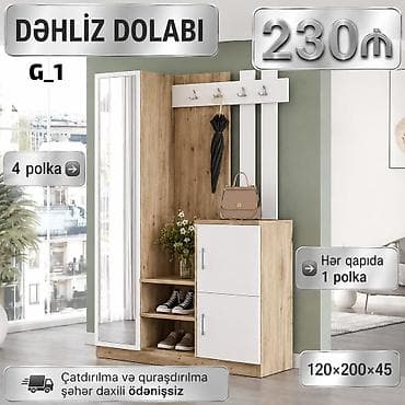 Dəhliz dolabı – modeli G_1 Ölçü: 120 × 200 × 45 sm - Təbii ağac lalafo.az -da Dəhliz dolabı – modeli G_1 Ölçü: 120 × 200 × 45 sm - Təbii ağac