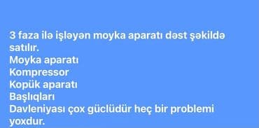 Üç fazalı işləyən peşəkar moyka avadanlığı dəsti. Dəst tərkibi: - lalafo.az -da Üç fazalı işləyən peşəkar moyka avadanlığı dəsti. Dəst tərkibi: -