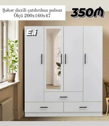 Yeni, Açılan, 4 qapılı Düz dolab, Qarderob, paltar dolabı, Azərbaycan lalafo.az -da Yeni, Açılan, 4 qapılı Düz dolab, Qarderob, paltar dolabı, Azərbaycan