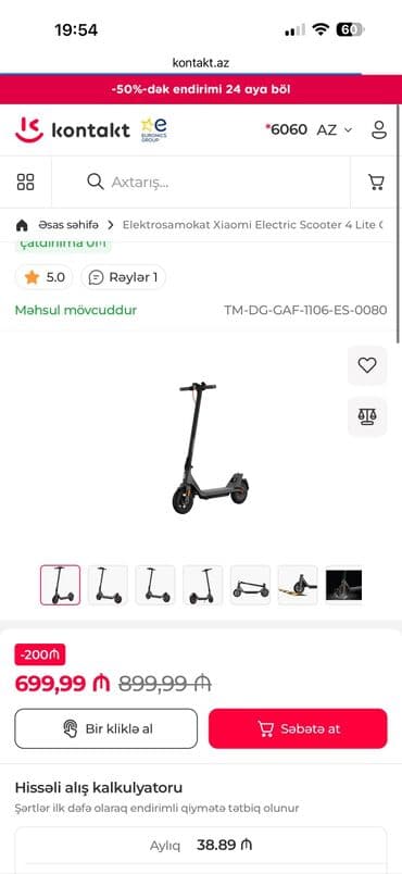 Məhsul: Xiaomi Electric Scooter 4 Lite (2nd Gen) elektrosamokat lalafo.az -da Məhsul: Xiaomi Electric Scooter 4 Lite (2nd Gen) elektrosamokat