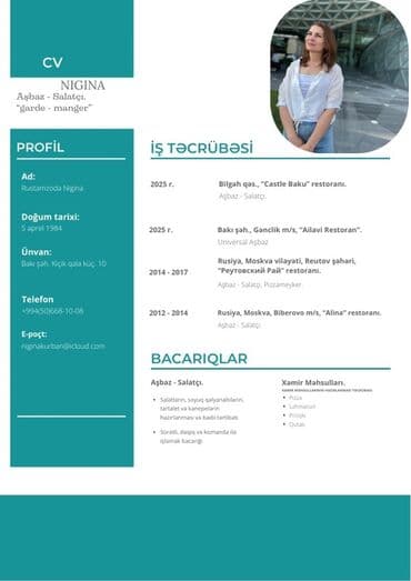 Administratorlar, idarəçilər: Salatçı, Qadın, 40 il, 5 ildən artıq təcrübə lalafo.az -da — 1 Administratorlar, idarəçilər: Salatçı, Qadın, 40 il, 5 ildən artıq təcrübə — 1