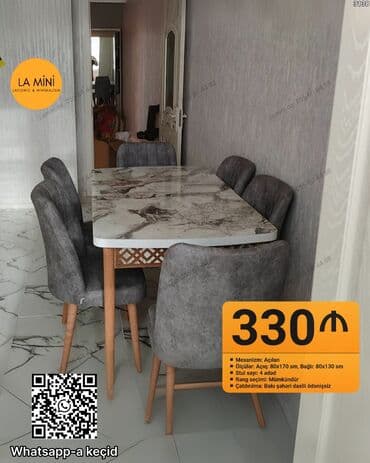 Mətbəx üçün, Yeni, Açılan, Dördbucaq masa, 4 stul lalafo.az -da Mətbəx üçün, Yeni, Açılan, Dördbucaq masa, 4 stul