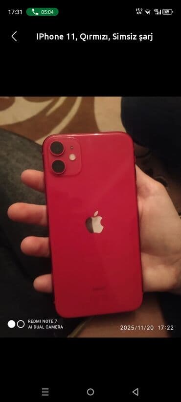 IPhone 11, Qırmızı, Simsiz şarj lalafo.az -da IPhone 11, Qırmızı, Simsiz şarj