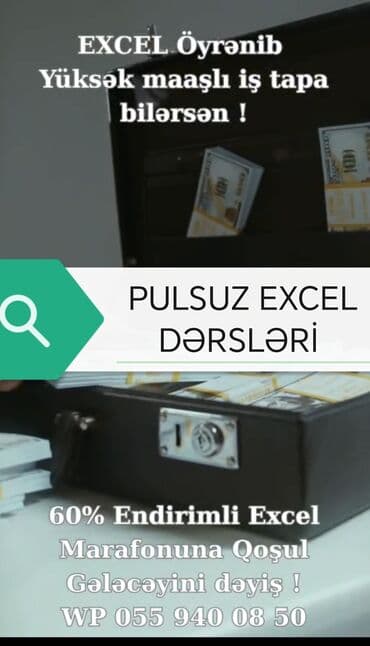 Excel dərsləri online və əyani,. pulsuz sınaqlar nə qədər Excel lalafo.az -da Excel dərsləri online və əyani,. pulsuz sınaqlar nə qədər Excel