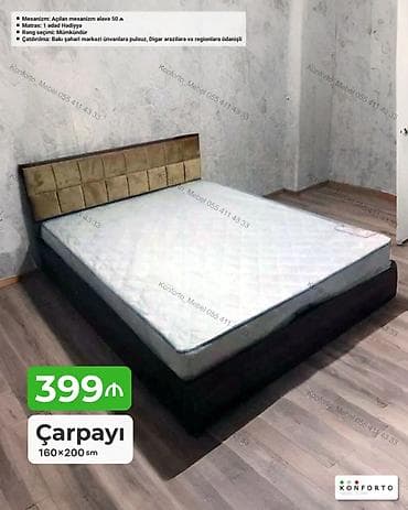 Çarpayı – 160×200 sm - Qiymət: 399 ₼ - Başlıq: yumşaq üzlü, kvadrat lalafo.az -da Çarpayı – 160×200 sm - Qiymət: 399 ₼ - Başlıq: yumşaq üzlü, kvadrat