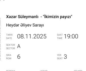 2 eded bilet biri 30 manat Tədbir bileti: “Xəzər Süleymanlı – İkimizin lalafo.az -da 2 eded bilet biri 30 manat Tədbir bileti: “Xəzər Süleymanlı – İkimizin