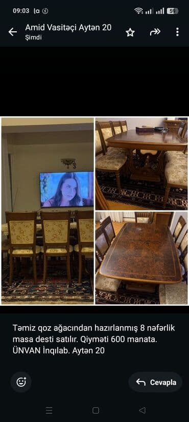 Təmiz qoz ağacından hazırlanmış 8 nəfərlik masa desti satılır. Qiyməti lalafo.az -da Təmiz qoz ağacından hazırlanmış 8 nəfərlik masa desti satılır. Qiyməti