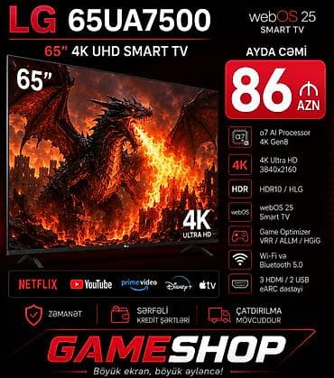 LG 65UA7500 – 65” 4K UHD Smart TV - 65 düym böyük ekran, 4K Ultra HD lalafo.az -da LG 65UA7500 – 65” 4K UHD Smart TV - 65 düym böyük ekran, 4K Ultra HD