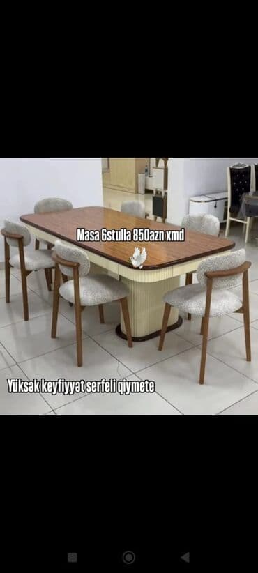 Qonaq otağı üçün, Yeni, Dördbucaq masa, 6 stul lalafo.az -da Qonaq otağı üçün, Yeni, Dördbucaq masa, 6 stul