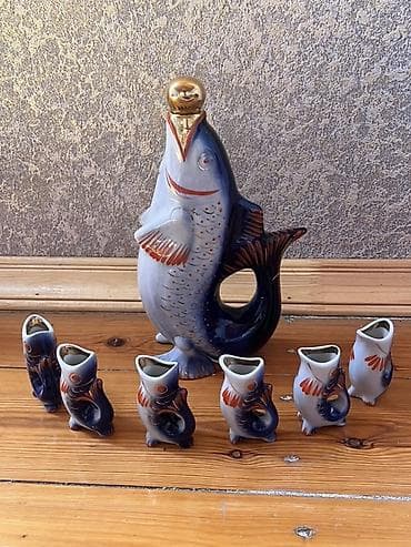 Porcelain balıq formalı içki dəsti - Komplekt: 1 böyük qrafa/karaf lalafo.az -da Porcelain balıq formalı içki dəsti - Komplekt: 1 böyük qrafa/karaf