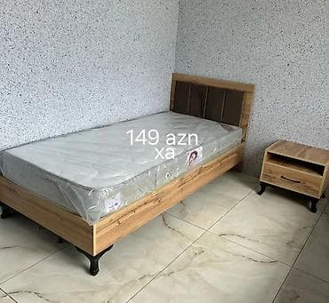 Tək nəfərlik taxta çarpayı və tumbalı dəst - Material: ağac at lalafo.az Tək nəfərlik taxta çarpayı və tumbalı dəst - Material: ağac