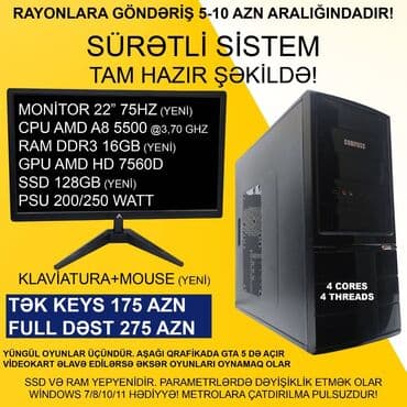 Oyun üçün Kompüter "AMD A8 5500 HD7560D 128GB SSD” ⭐Tək Sistem Bloku – lalafo.az -da Oyun üçün Kompüter "AMD A8 5500 HD7560D 128GB SSD” ⭐Tək Sistem Bloku –