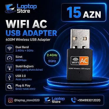 🔥WiFi AC 600M USB Adapter – Cəmi 15 AZN! 🔥 İnternet siqnalınız lalafo.az -da 🔥WiFi AC 600M USB Adapter – Cəmi 15 AZN! 🔥 İnternet siqnalınız