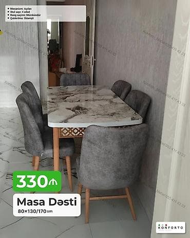 Masa Dəsti – 80×130/170 sm - Masa mexanizmi: açılan (uzadıla bilən) - at lalafo.az Masa Dəsti – 80×130/170 sm - Masa mexanizmi: açılan (uzadıla bilən) -