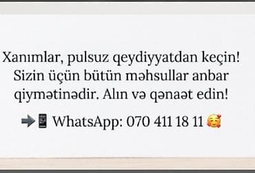 Xanımlar üçün xüsusi təklif: pulsuz qeydiyyatla bütün məhsullar anbar at lalafo.az Xanımlar üçün xüsusi təklif: pulsuz qeydiyyatla bütün məhsullar anbar