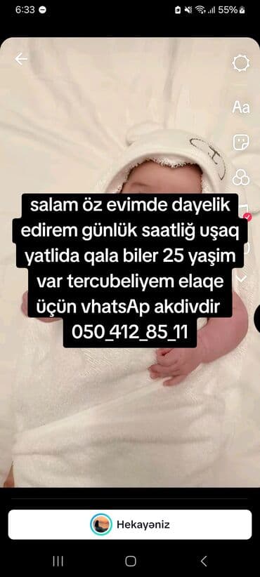 Õz evimde dayelik edirem 25 yaşim var tercûbeliyem elave sual üçün vp lalafo.az -da Õz evimde dayelik edirem 25 yaşim var tercûbeliyem elave sual üçün vp