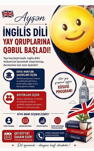 Xarici dil kursu, İngilis dili, Böyüklər üçün, Abituriyentlər üçün lalafo.az -da Xarici dil kursu, İngilis dili, Böyüklər üçün, Abituriyentlər üçün