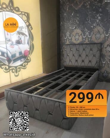 Təknəfərlik çarpayı, Bazalı, Matras ilə, Siyirməsiz lalafo.az -da Təknəfərlik çarpayı, Bazalı, Matras ilə, Siyirməsiz