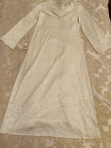 Zərif krem rəngli uzun don - Material: atlas parıltılı jacquard – lalafo.az -da Zərif krem rəngli uzun don - Material: atlas parıltılı jacquard –