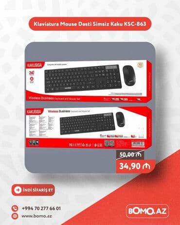 Yüksək keyfiyyətli. 🔥 Klaviatura Mouse Dəsti Seti Simsiz Kakusiga lalafo.az -da Yüksək keyfiyyətli. 🔥 Klaviatura Mouse Dəsti Seti Simsiz Kakusiga