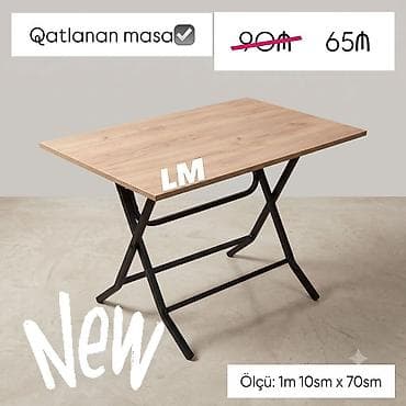 Qatlanan MASALAR Yeni və sifarişlə Qiymət: 65₼ Masa 1.10x70 /hün 74 lalafo.az -da Qatlanan MASALAR Yeni və sifarişlə Qiymət: 65₼ Masa 1.10x70 /hün 74