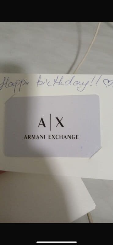 Armani Exchange 150 manatlıq hədiyyə kartı. Keçən ay hədiyyə edilib lalafo.az -da Armani Exchange 150 manatlıq hədiyyə kartı. Keçən ay hədiyyə edilib