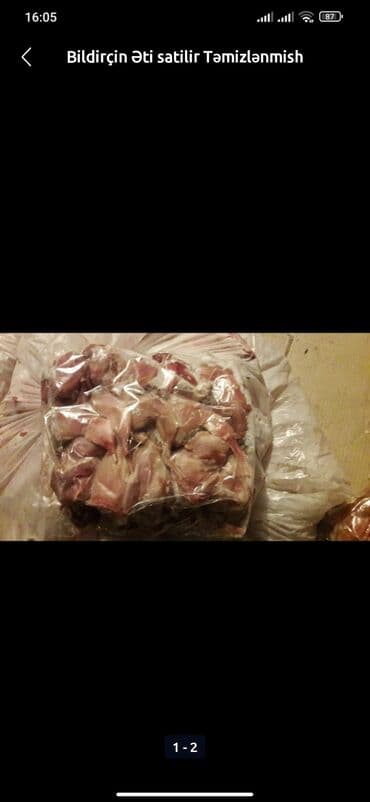 Bildirçin əti 1 Ədədi 1.50 Qəpik 50 dən aşağı sifariş qəbul olunmur lalafo.az -da Bildirçin əti 1 Ədədi 1.50 Qəpik 50 dən aşağı sifariş qəbul olunmur