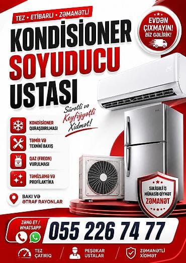 Kondisioner və soyuducu ustası xidməti - Sürətli və keyfiyyətli lalafo.az -da Kondisioner və soyuducu ustası xidməti - Sürətli və keyfiyyətli