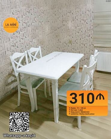 Mətbəx üçün, Açılmayan, Dördbucaq masa, 4 stul lalafo.az -da Mətbəx üçün, Açılmayan, Dördbucaq masa, 4 stul