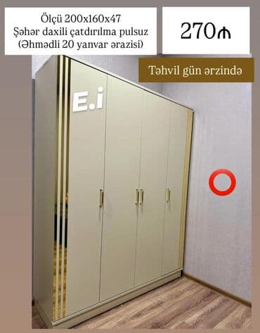 Yeni, Açılan, 4 qapılı Qarderob, paltar dolabı lalafo.az -da Yeni, Açılan, 4 qapılı Qarderob, paltar dolabı