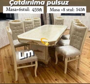 Klassik üslubda yemək otağı dəsti - Dəst: masa + stullar - lalafo.az -da Klassik üslubda yemək otağı dəsti - Dəst: masa + stullar -