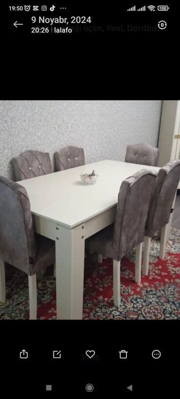 Qonaq otağı üçün, Yeni, Dördbucaq masa, 6 stul lalafo.az -da Qonaq otağı üçün, Yeni, Dördbucaq masa, 6 stul