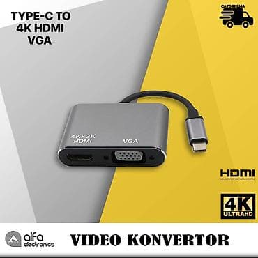 Alfa Electronics: Type-C to HDMİ VGA Converter Type-c to usb Hub Giriş: Type-C Port 1 lalafo.az -da Alfa Electronics: Type-C to HDMİ VGA Converter Type-c to usb Hub Giriş: Type-C Port 1