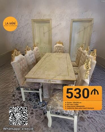 Qonaq otağı üçün, Açılmayan, Dördbucaq masa, 6 stul lalafo.az -da Qonaq otağı üçün, Açılmayan, Dördbucaq masa, 6 stul