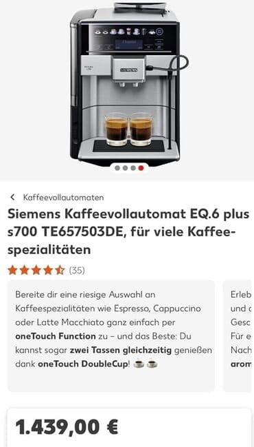 Siemens EQ.6 plus s700 TE657503DE tam avtomatik qəhvə aparatı - Bir lalafo.az -da Siemens EQ.6 plus s700 TE657503DE tam avtomatik qəhvə aparatı - Bir