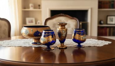 Mavi kobalt şüşədən hazırlanmış dekorativ bəzək dəsti. Dəst tərkibi lalafo.az -da Mavi kobalt şüşədən hazırlanmış dekorativ bəzək dəsti. Dəst tərkibi