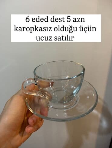 Qəhvə dəsti, rəng - Ağ, Şüşə, 6 nəfərlik lalafo.az -da Qəhvə dəsti, rəng - Ağ, Şüşə, 6 nəfərlik