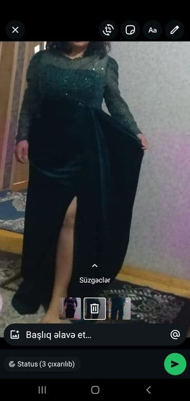 Qadınlar üçün zərif gecə/libas - Rəng: tünd yaşıl (smaragd tonları) - lalafo.az -da Qadınlar üçün zərif gecə/libas - Rəng: tünd yaşıl (smaragd tonları) -