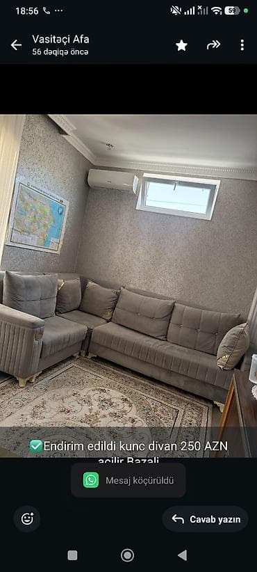 ✅Endirim edildi kunc divan 250 AZN acilir Bazali
Xirdalan*afa 8070 lalafo.az -da ✅Endirim edildi kunc divan 250 AZN acilir Bazali
Xirdalan*afa 8070