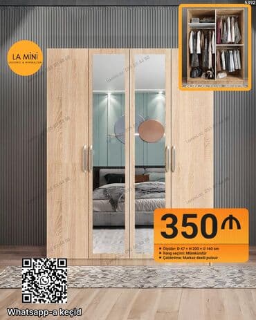 Açılan, 4 qapılı Düz dolab, Qarderob, paltar dolabı lalafo.az -da Açılan, 4 qapılı Düz dolab, Qarderob, paltar dolabı