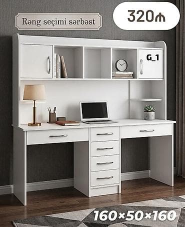 Ofis/iş masası – üst dolablı model Xüsusiyyətlər: - Ölçü: 160 × 50 × at lalafo.az Ofis/iş masası – üst dolablı model Xüsusiyyətlər: - Ölçü: 160 × 50 ×