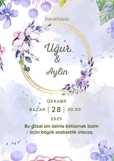 📩 Zövqünüzə uyğun dəvətnamə dizaynı 🎨 Toy, nişan, ad günü, xına lalafo.az -da 📩 Zövqünüzə uyğun dəvətnamə dizaynı 🎨 Toy, nişan, ad günü, xına