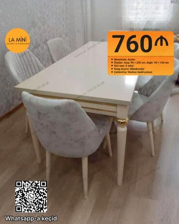 Qonaq otağı üçün, Açılan, Dördbucaq masa, 6 stul lalafo.az -da Qonaq otağı üçün, Açılan, Dördbucaq masa, 6 stul