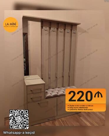 Düz dolab, Dəhliz üçün, Paltar üçün, Açılan, Korpuslu, 1 qapı lalafo.az -da Düz dolab, Dəhliz üçün, Paltar üçün, Açılan, Korpuslu, 1 qapı